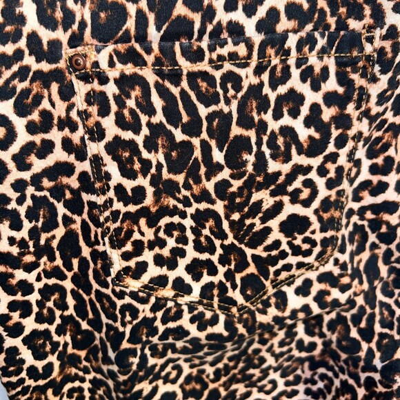 INC Skinny Jeans Womens 16 Cheetah Print Stretch 5-Pocket Denim Copper Button - Picture 15 of 16
